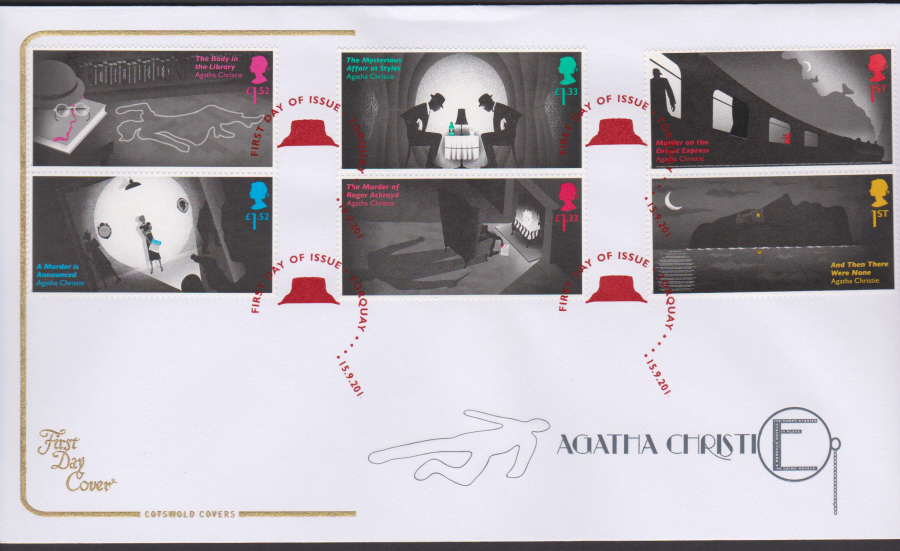 2016 - Agatha Christie, COTSWOLD First Day Cover, F D I Torquay Postmark